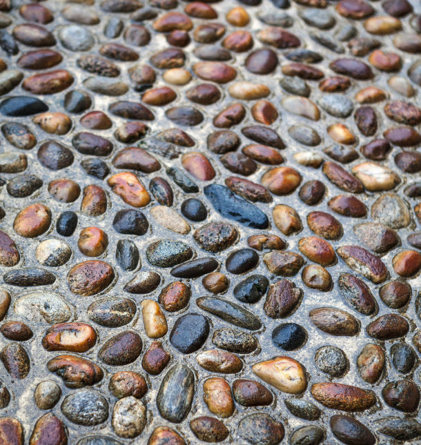 鹅卵石铺装庭院效果图